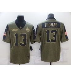 Men's New Orleans Saints #13 Michael Thomas Nike Olive 2021 Salute To Service Limited Player Jersey