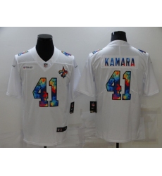 Men's New Orleans Saints #41 Alvin Kamara White Rainbow Version Nike Limited Jersey