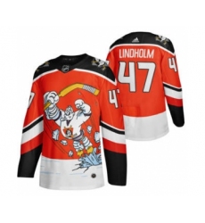 Men's Anaheim Ducks #47 Hampus Lindholm Red 2020-21 Reverse Retro Alternate Hockey Jersey
