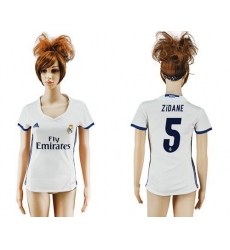 Women's Real Madrid #5 Zidane Home Soccer Club Jersey
