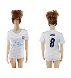 Women's Real Madrid #8 Kroos Home Soccer Club Jersey