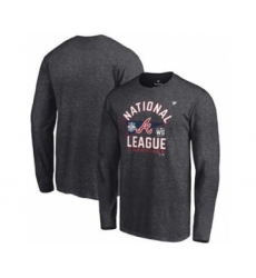 Men's Atlanta Braves 2021 Heathered Charcoal National League Champions Locker Room Long Sleeve Baseball T-Shirt
