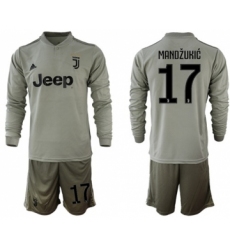 Juventus #17 Mandzukic Away Long Sleeves Soccer Club Jersey