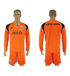 Oporto Blank Orange Goalkeeper Long Sleeves Soccer Club Jersey