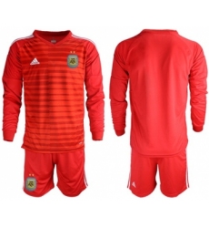 Argentina Blank Red Long Sleeves Goalkeeper Soccer Country Jersey