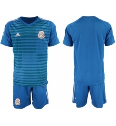 Mexico Blank Blue Goalkeeper Soccer Country Jersey