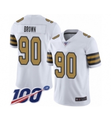 Men's New Orleans Saints #90 Malcom Brown Limited White Rush Vapor Untouchable 100th Season Football Jersey
