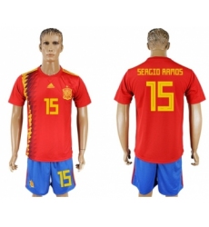 Spain #15 Sergio Ramos Home Soccer Country Jersey