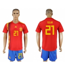 Spain #21 Silva Home Soccer Country Jersey