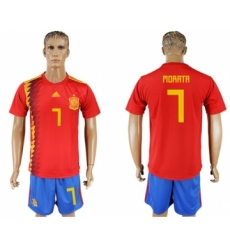 Spain #7 Morata Home Soccer Country Jersey
