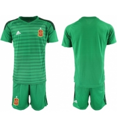 Spain Blank Green Goalkeeper Soccer Country Jersey