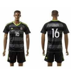Wales #16 Ledley Black Away Soccer Club Jersey