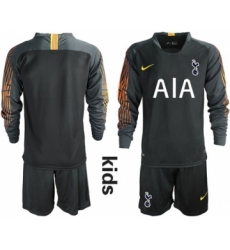 Tottenham Hotspur Blank Black Goalkeeper Long Sleeves Kid Soccer Club Jersey
