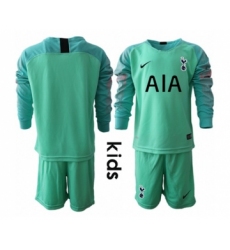 Tottenham Hotspur Blank Green Goalkeeper Long Sleeves Kid Soccer Club Jersey