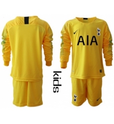 Tottenham Hotspur Blank Yellow Goalkeeper Long Sleeves Kid Soccer Club Jersey