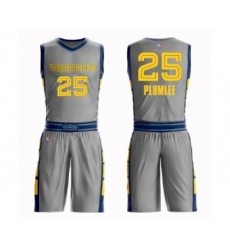 Youth Memphis Grizzlies #25 Miles Plumlee Swingman Gray Basketball Suit Jersey - City Edition