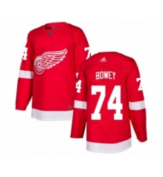 Men's Detroit Red Wings #74 Madison Bowey Authentic Red Home Hockey Jersey