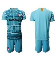 Atletico Madrid Blank Blue Goalkeeper Soccer Club Jersey