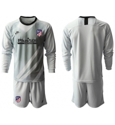 Atletico Madrid Blank Grey Goalkeeper Long Sleeves Soccer Club Jersey