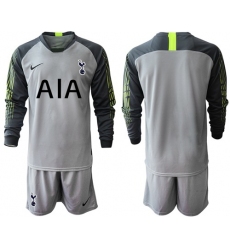 Tottenham Hotspur Blank Grey Goalkeeper Long Sleeves Soccer Club Jersey
