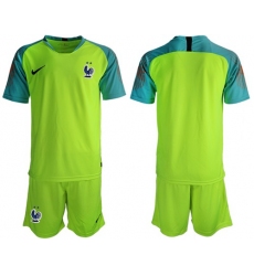 France Blank Shiny Green Goalkeeper Soccer Country Jersey