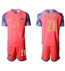 Italy #21 Donnarumma Pink Goalkeeper Soccer Country Jersey
