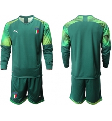 Italy Blank Army Green Long Sleeves Goalkeeper Soccer Country Jersey
