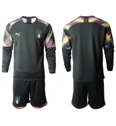 Italy Blank Black Long Sleeves Goalkeeper Soccer Country Jersey