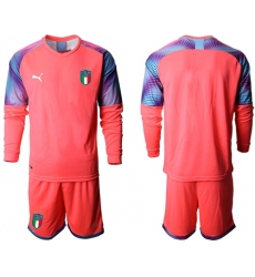 Italy Blank Pink Long Sleeves Goalkeeper Soccer Country Jersey