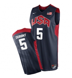 Men's Nike Team USA #5 Kevin Durant Authentic Navy Blue 2012 Olympics Basketball Jersey