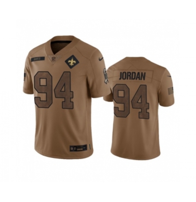 Men's Nike New Orleans Saints #94 Cameron Jordan 2023 Brown Salute To Service Limited Football Stitched Jersey