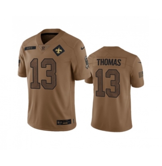 Men's Nike New Orleans Saints #13 Michael Thomas 2023 Brown Salute To Service Limited Football Stitched Jersey