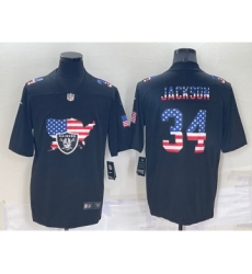 Men's Las Vegas Raiders #34 Bo Jackson 2022 USA Map Fashion Black Color Rush Stitched Nike Limited Jersey