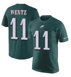 Nike Philadelphia Eagles #11 Carson Wentz Green Rush Pride Name & Number T-Shirt