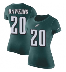 Women's Nike Philadelphia Eagles #20 Brian Dawkins Green Rush Pride Name & Number T-Shirt