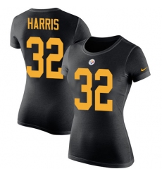 Women's Nike Pittsburgh Steelers #32 Franco Harris Black Rush Pride Name & Number T-Shirt