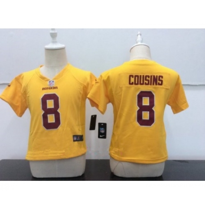 Toddler Washington Redskins #8 Kirk Cousins Gold 2016 Color Rush Stitched NFL Nike Game Jerse