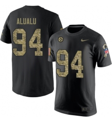Nike Pittsburgh Steelers #94 Tyson Alualu Black Camo Salute to Service T-Shirt