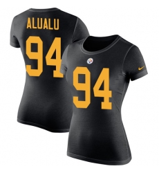 Women's Nike Pittsburgh Steelers #94 Tyson Alualu Black Rush Pride Name & Number T-Shirt