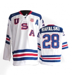 Men's Nike Team USA #28 Brian Rafalski Authentic White 1960 Throwback Olympic Hockey Jersey