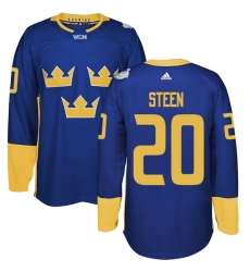 Men's Adidas Team Sweden #20 Alexander Steen Premier Royal Blue Away 2016 World Cup of Hockey Jersey