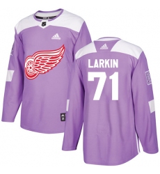 Youth Adidas Detroit Red Wings #71 Dylan Larkin Authentic Purple Fights Cancer Practice NHL Jersey
