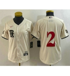 Women's Texas Rangers #2 Marcus Semien Cream 2023 City Connect Stitched Baseball Jersey