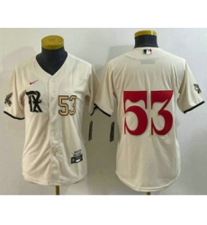 Women's Texas Rangers #53 Adolis Garcia Number Cream 2023 City Connect Cool Base Stitched Jersey