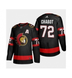 Men's Ottawa Senators #72 Thomas Chabot Black 2020-21 Authentic Player Away Stitched Hockey Jersey