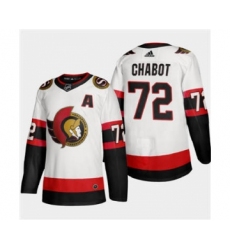 Men's Ottawa Senators #72 Thomas Chabot White 2020-21 Authentic Player Away Stitched Hockey Jersey