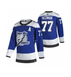 Men's Tampa Bay Lightning #77 Victor Hedman Blue 2020-21 Reverse Retro Alternate Hockey Jersey