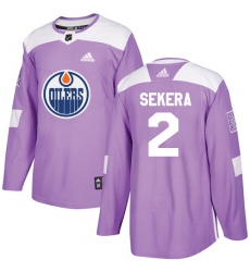 Youth Adidas Edmonton Oilers #2 Andrej Sekera Authentic Purple Fights Cancer Practice NHL Jersey
