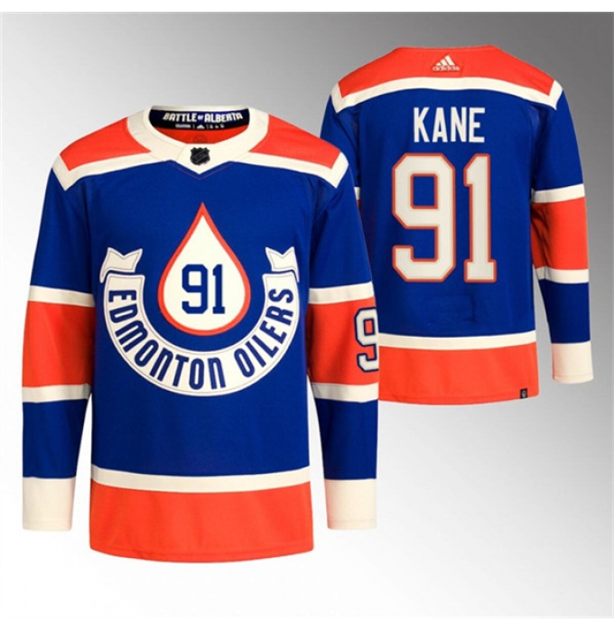 Men's Edmonton Oilers #91 Evander Kane 2023 Royal Heritage Classic Primegreen Stitched Jersey