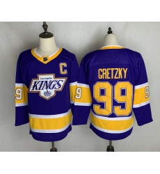 Men's Los Angeles Kings #99 Wayne Gretzky Authentic Purple Fights Cancer Practice Jersey
